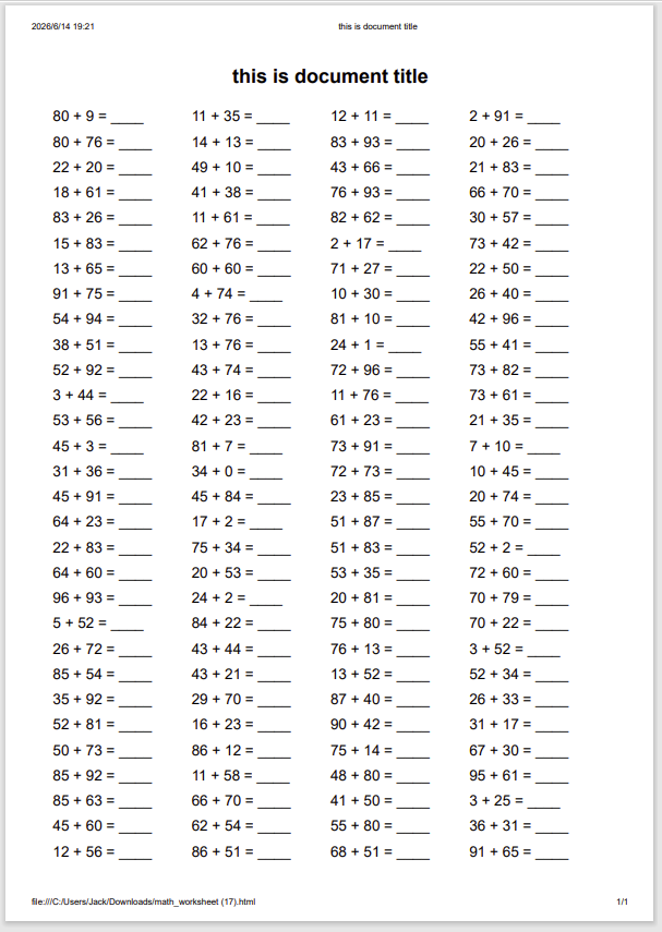 Worksheet Sample